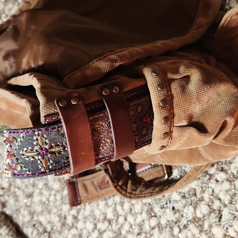 Fossil Tan Canvas and Leather Messenger Bag - Picture 10 of 14